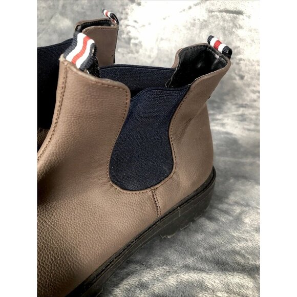 Brown Chelsea Ankle Boots Mens With Elastic Side Panels & Tricolor Tabs - Picture 2 of 10